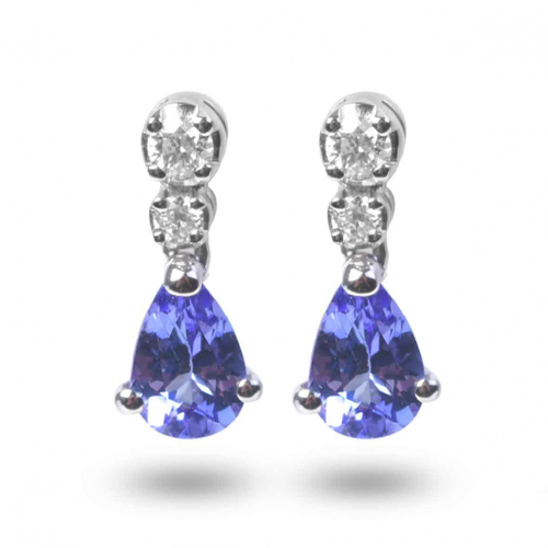 Boucles D'oreilles Tanzanite  diamant Or Blanc  - OBG004T-FR