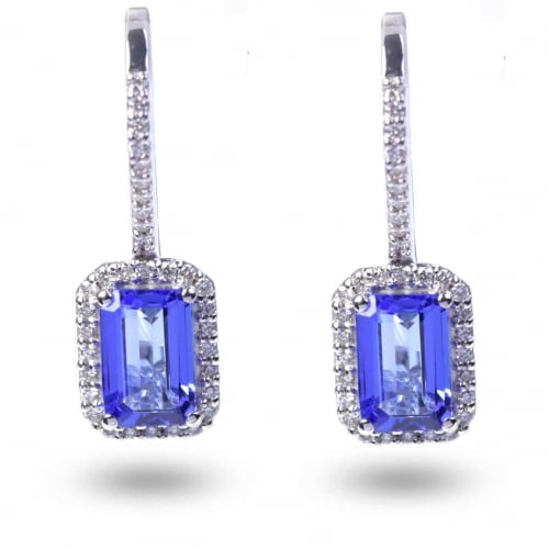 Boucles D'oreilles Tanzanite  diamant Or Blanc  - OBOT36T-FR