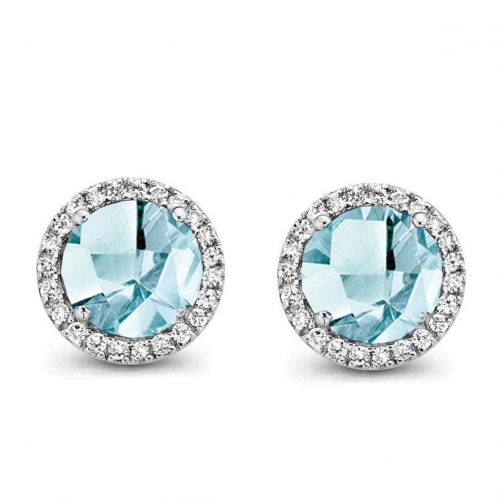 Boucles d'oreilles Topaze Sky Blue et diamants - One More - Etna 050676TT
