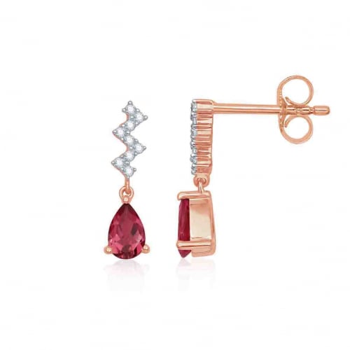 Boucles d'oreilles Tourmaline Rose Tourmaline Or Rose Charme - BOKC04

