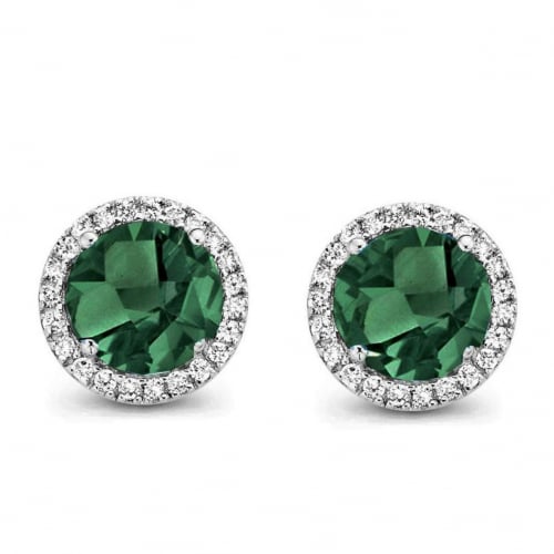 Boucles d'oreilles Tourmaline Verte et diamants - One More - Etna 050676QA
