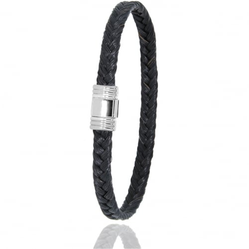 Bracelet Crin de cheval fermoir acier et or  en Crin de cheval, acier et or 0.42g Aeata -614CHNORblanc