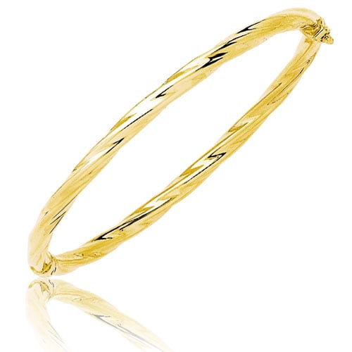 Bracelet jonc ouvrant torsad or jaune en Or Jaune 4.8g large de 4 mm Allissa - 640006