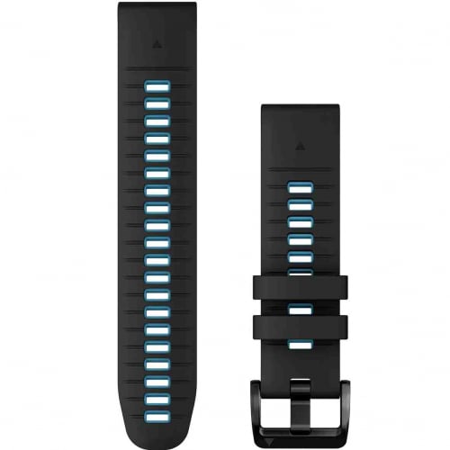 Bracelet QuickFit, 22mm, Silicone, Noir / Bleu Cirrus - Garmin - 010-13280-05