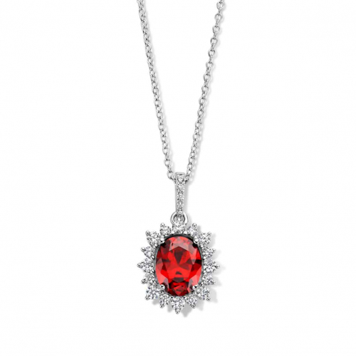 Chane et pendentif Argent avec zirconium  rouge et blanc - Naiomy  - Alys