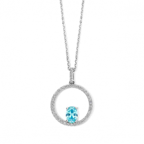 Collier Argent avec pendentif zirconium bleu et blancs - Naiomy - Flamboyante