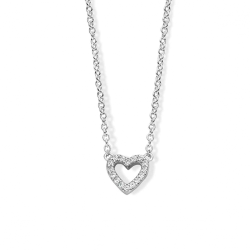 Collier Argent coeur serti de Zirconium - Naiomy - Ioana