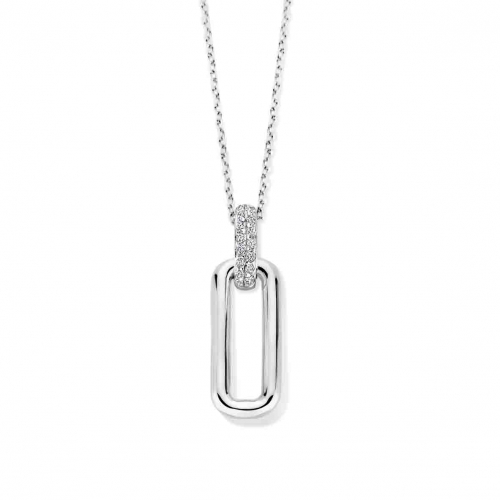 Collier Argent pendentif rectangle avec blire serti d'oxyde de zirconium - Naiomy - kelly