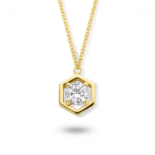 Collier Diamant Solitaire 0.19 ct Or Jaune 2.3g Marylne - 92BY37A