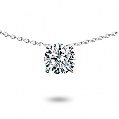 Collier diamant solitaire 0.40 ct serti griffes 0.40 ct Or Blanc 3g Violaine - VAL1040