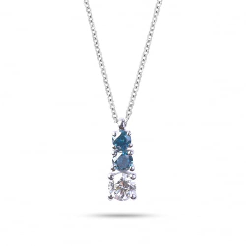 Collier Diamants Blanc et Bleus Or Blanc 0.20 ct Promesse - GI2190B/BLU