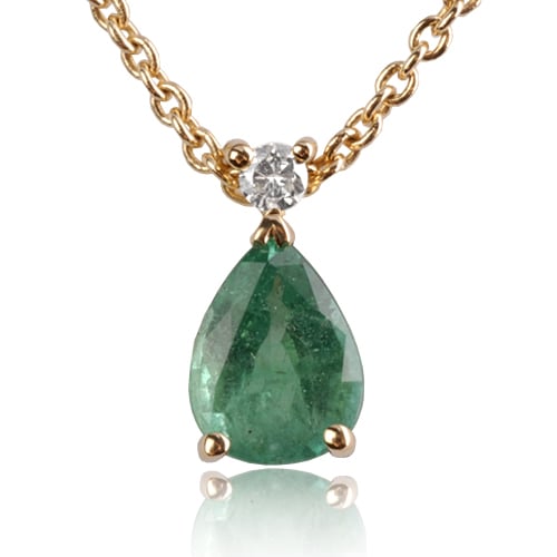 Collier Emeraude 0.80 ct serti d'un diamant Hlose - CL4315-EM0.80