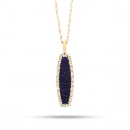 Collier Pierre Fine Lapis Lazuli et Diamants - Or Jaune - Floriane -P6838
