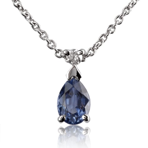 Collier saphir 0.30 ct serti d'un diamant 0.3ct - Ondine-CL4315-0.30