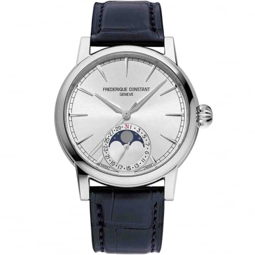 Frdrique Constant  Manufacture Classic Moonphase Date Automatique Cadran Argent Bracelet Cuir - FC-716S3H6