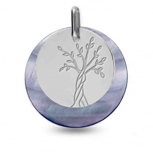 Mdaille Arbre de vie Or Blanc - 20 mm -Aiata - XM1053NG