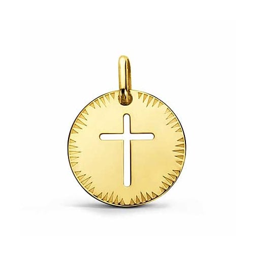 Mdaille Croix ajoure Augis  en Or Jaune 16 mm Rachel J9400X0000
