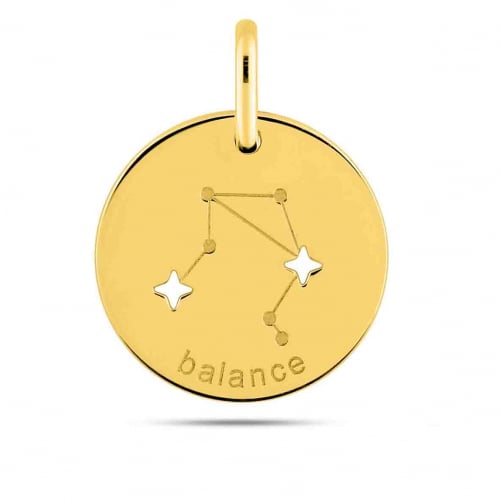 Mdaille Pendentif Zodiaque Balance Or Jaune Galina