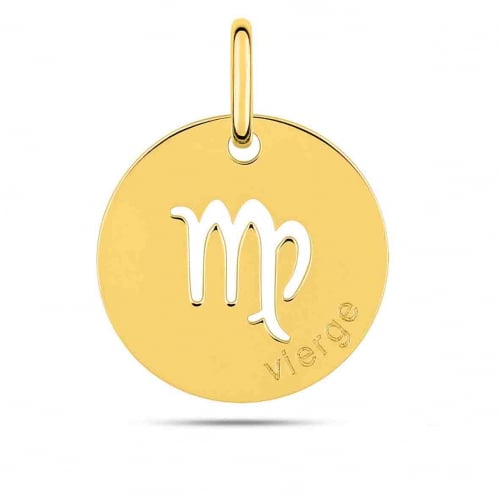 Mdaille Pendentif Zodiaque Vierge Or Jaune Elose