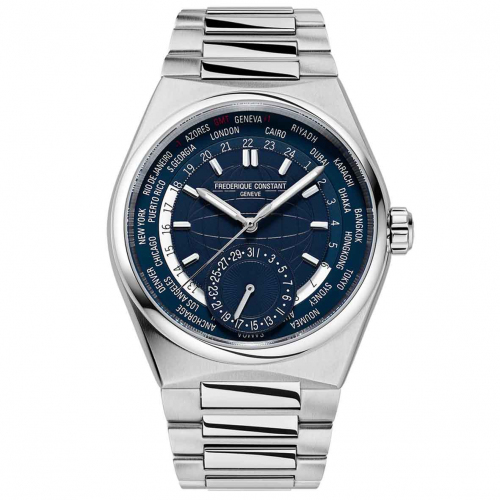 Montre Frdrique Constant Highlife Worldtimer Manufacture Automatique Cadran Bleu Bracelet Acier inoxydable - FC-718N4NH6B