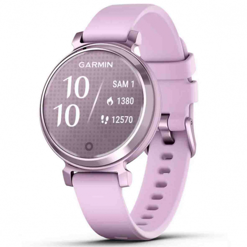 Montre Garmin Lily Metallic Lilac avec bracelet en silicone lilas 35,5 mm- 010-02839-01