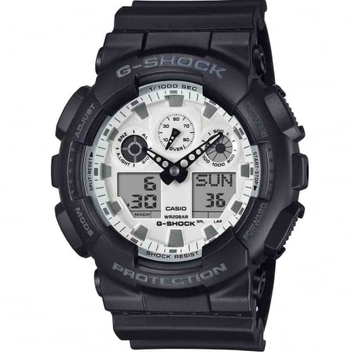 Montre GShock Classic - Srie GA-100 - Noir & Blanc 55  51.2 mm- GA-100WD-1A