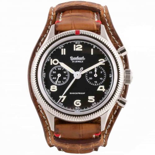 Montre Hanhart 417 ES - 39mm - Steve Mc. Croco Marron Teck Mcanique diamtre 39 mm- H701.210-7010-crocoteck