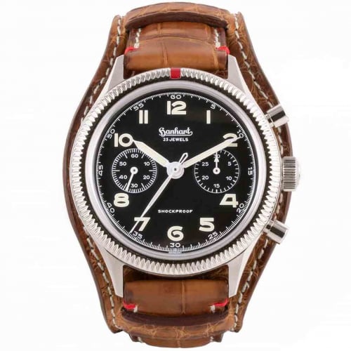 Montre Hanhart 417 ES - 42mm - Steve Mc. Croco Marron Teck Mcanique diamtre 42 mm- H721.210-7010-crocoteck