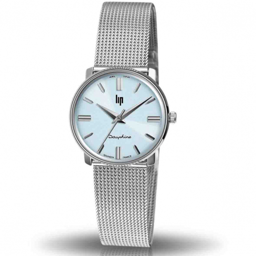 Montre Lip Dauphine 29 mm 671952- Femme - cadran Bleu Clair- 29 mm - Acier 316L