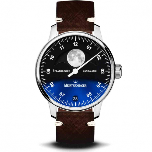 Montre MeisterSinger Stratoscope Noir dgrad vers le Bleu 43 mm- ST982