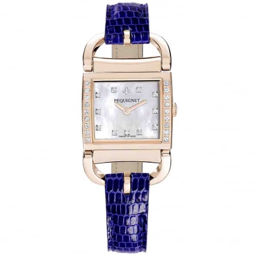 Montre Pequignet Attellage Quartz - Cadran Nacre Blanc - Bracelet Bleu - 5896509CD-LBL 