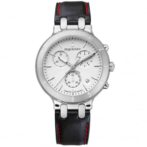 Montre Pequignet Moorea Chrono acier - cadran blanc 42 mm - 1370533-CNR 