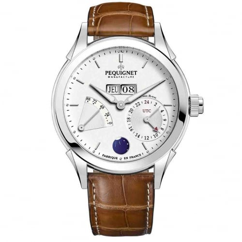 Montre Pequignet Rue Royale GMT  Automatique Cadran Blanc - 9010933-AGF 