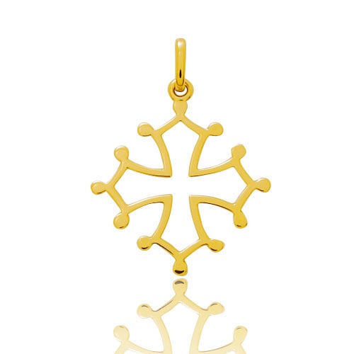 Pendentif croix catalane en or jaune Or Jaune Dlia