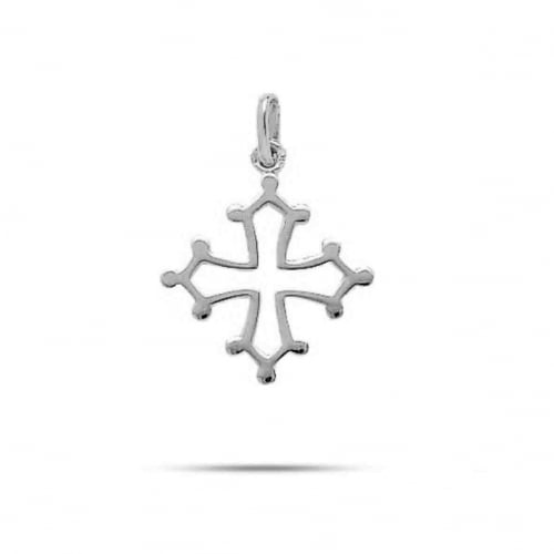 Pendentif croix occitane en or blanc Or Blanc Hlose