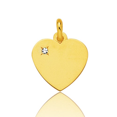 Pendentif or jaune coeur avec diamant Or Jaune -  -Dorothe - 660090