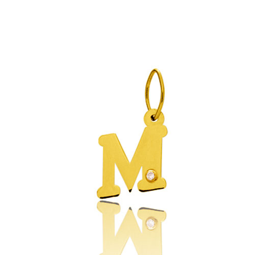 Pendentif or Jaune et diamant 0,01ct Initiale M Asya