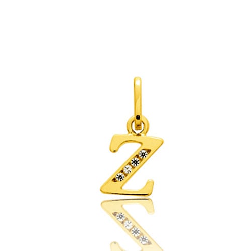 Pendentif or Jaune et Oxyde de Zirconium Initiale Z Maya