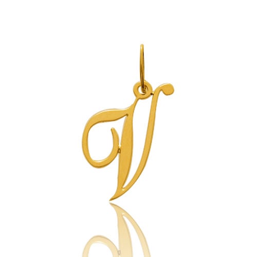 Pendentif or Jaune Initiale V Destine