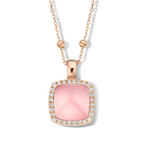 Pendentif quartz rose sur nacre et diamants One More  - Pantelleria - 062373XN
