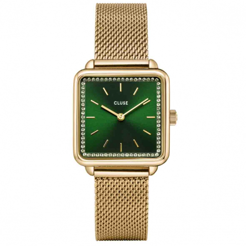 Ttragone Watch Mesh stones Green, Gold Colour  - 28 mm - CW10309